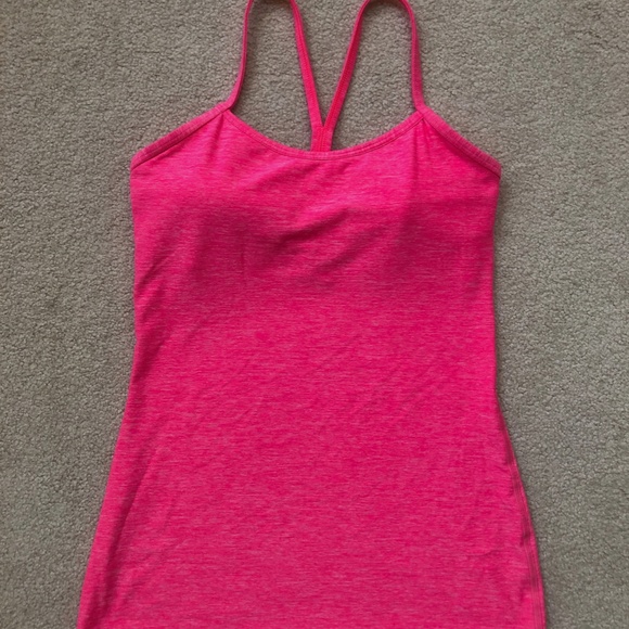 Lululemon Power Y Tank- Heathered Neon Pink- 6 - Picture 2 of 5